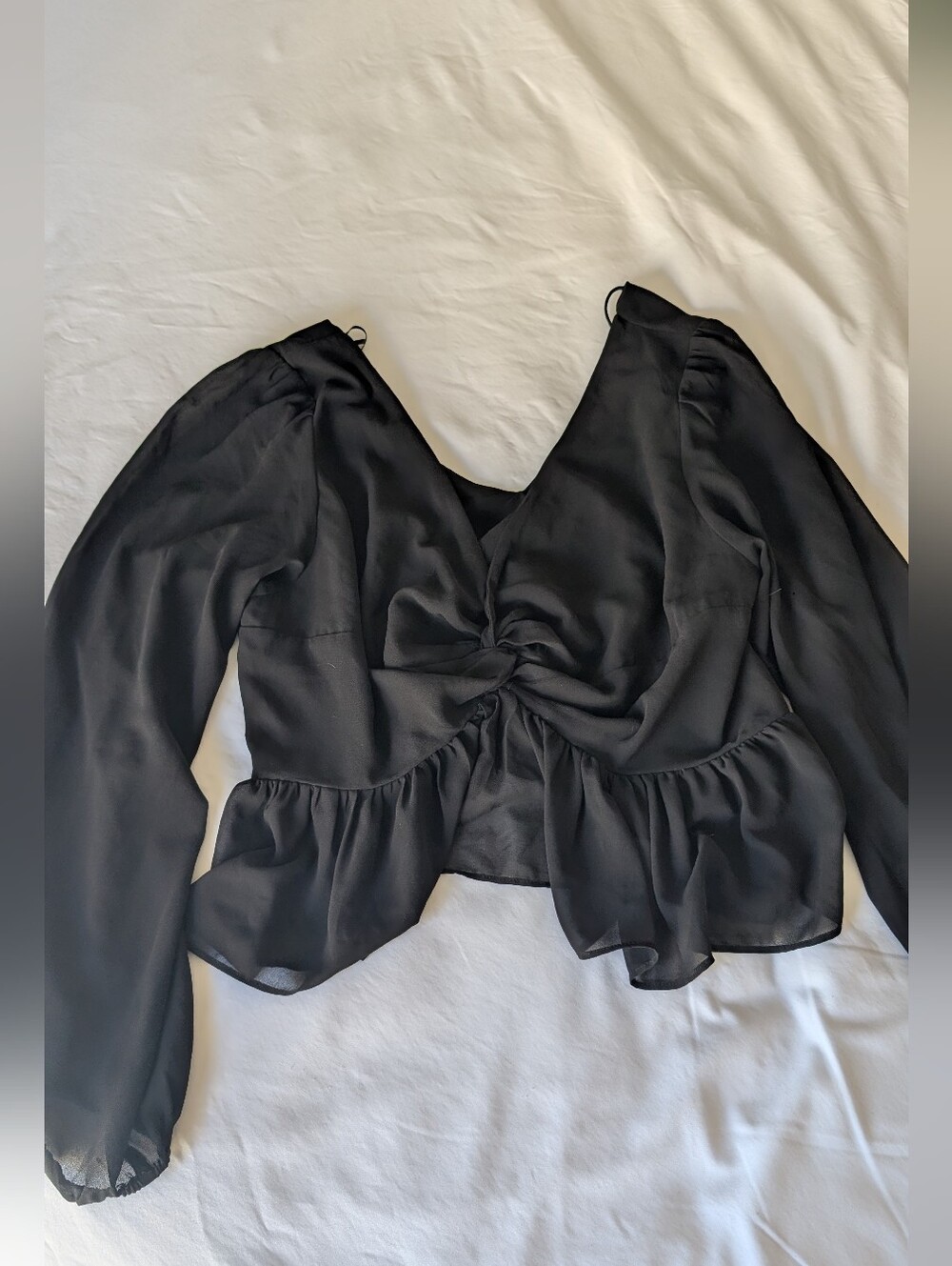 H&M Black Twist-Front Peplum Blouse